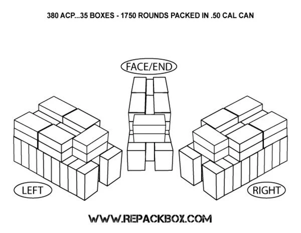 REPACKBOX® 100 BOX BUNDLE - Military Cardboard 380 ACP Ammo Box