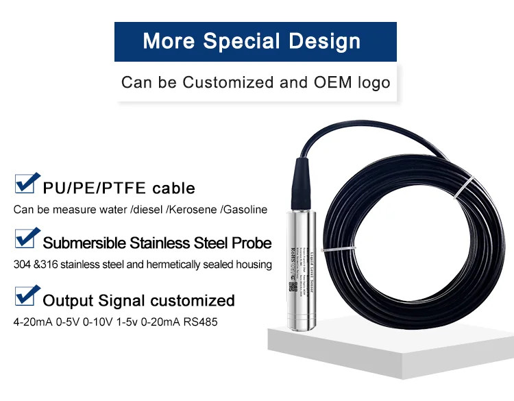 Water Level Transmitter 4-20mA 0-10V Hydrostatic Liquid Level Sensor Transmitter