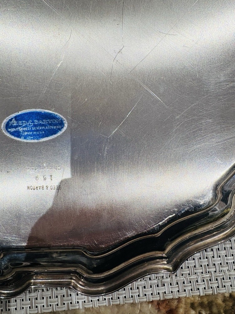 Reed & Barton Silverplate Chippendale Tray Engraved St. Patrick 14”