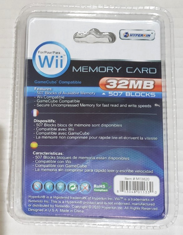 Hyperkin Wii GameCube Compatible 32mb Memory Card (507 Blocks) NEW SEALED