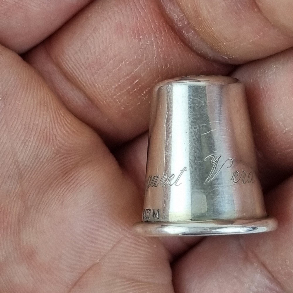 Solid Silver Thimble Inscribed "Margaret Vera" Birmingham 1987 Wilkinson