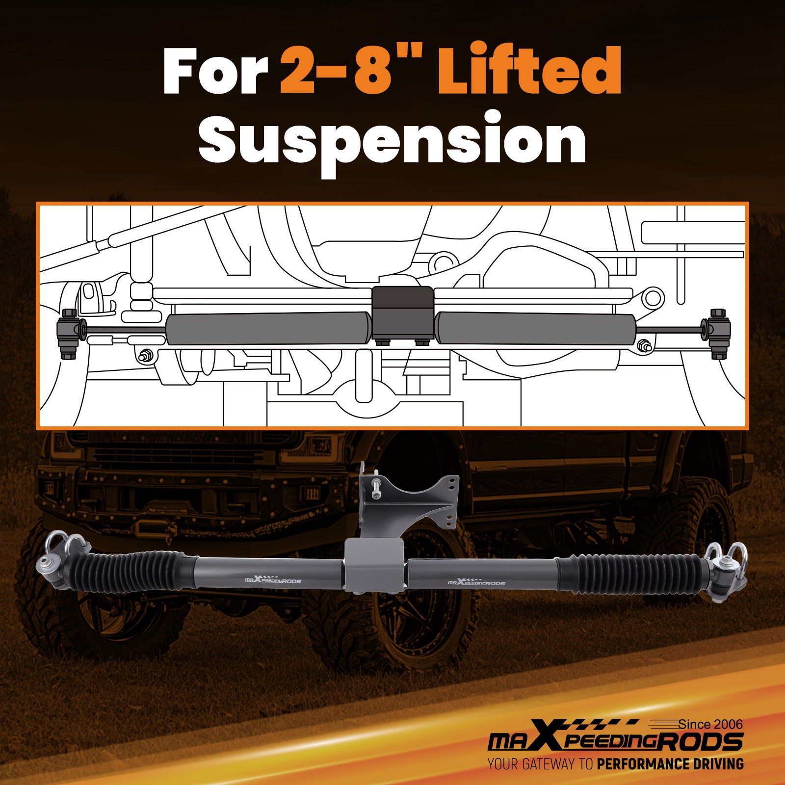 maXpeedingrods Dual Steering Stabilizer for Ford F250 F350 Super Duty 2005-2024