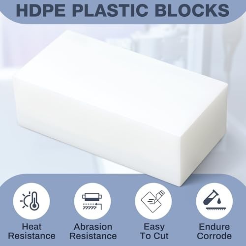 2 Pcs HDPE Plastic Blocks 2"x3"x6" - Solid Polyethylene for Machining, DIY, Prot
