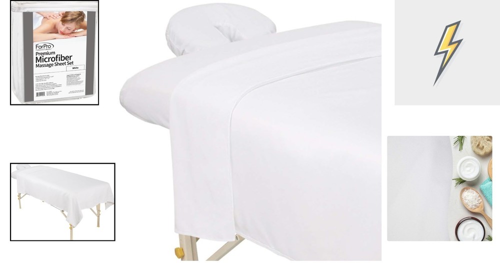 Luxurious Microfiber 3-Piece Massage Sheet Set - White, Light & Durable