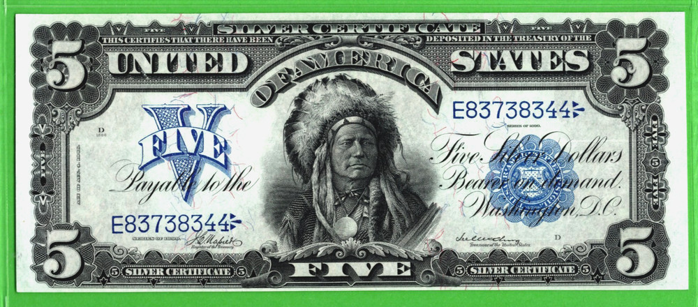 1899 💲5 SILVER CERTIFICATE 💸 CHIEF NOTE 💸 PMG 35