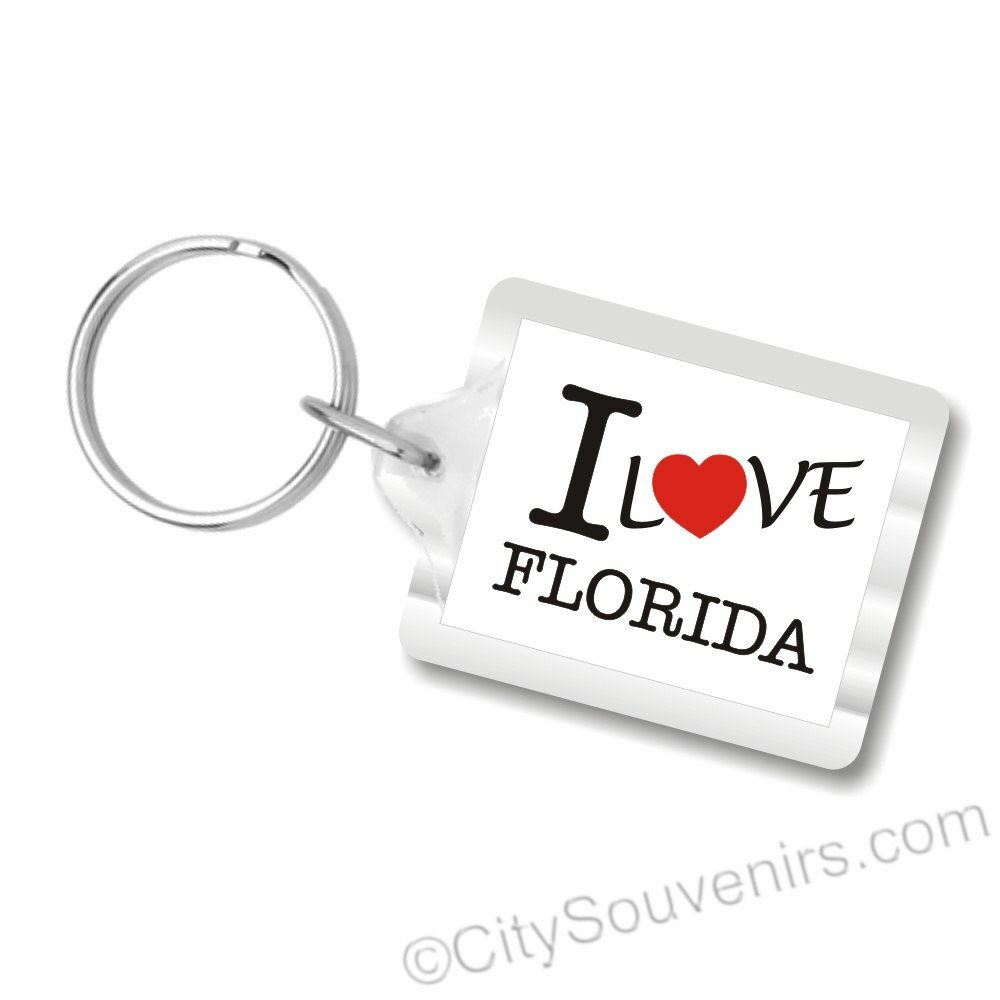 I Love Florida Plastic Key Chain