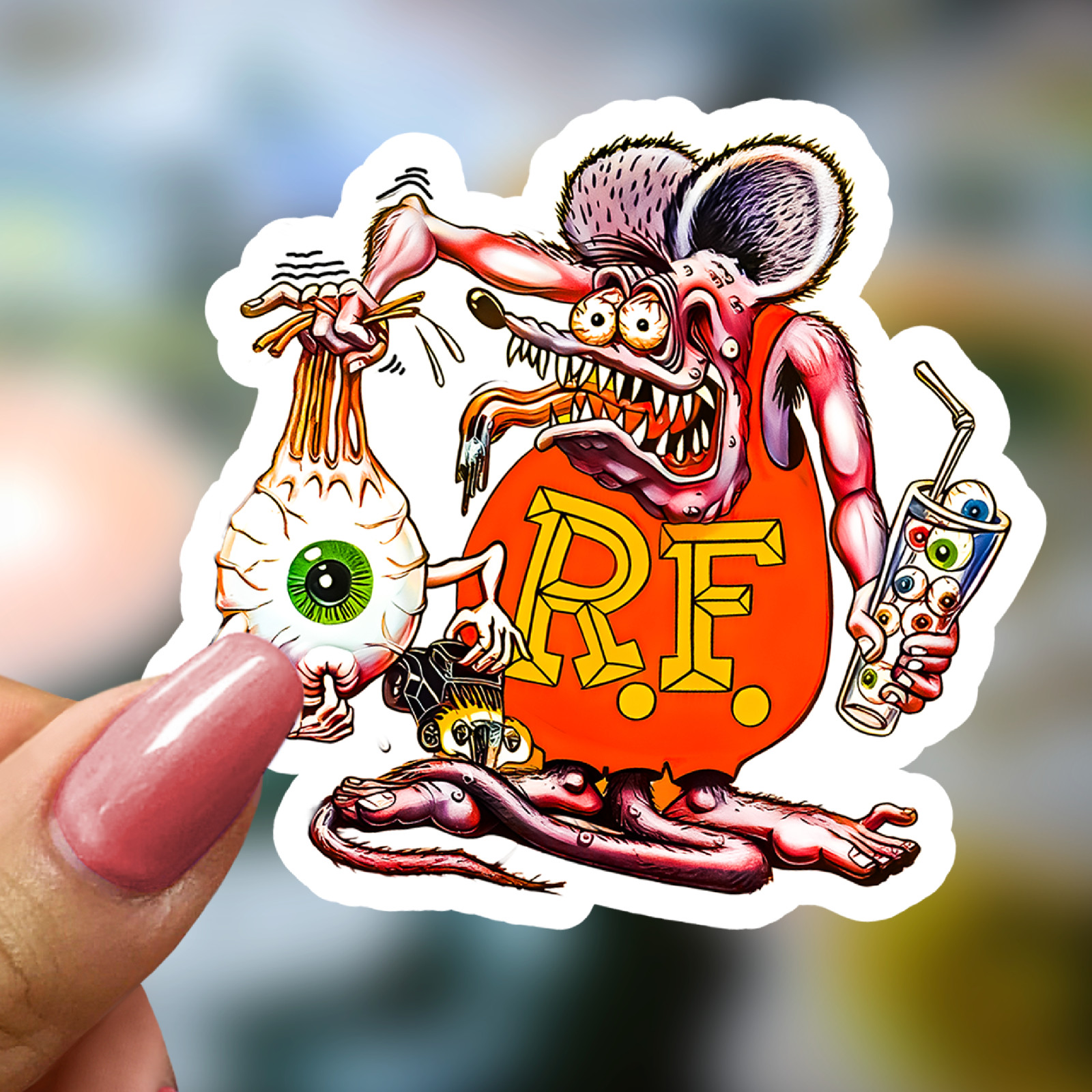 50pcs Rat Fink Ed Roth Vinyl Decals Vintage Hot Rod Custom Sticker Set