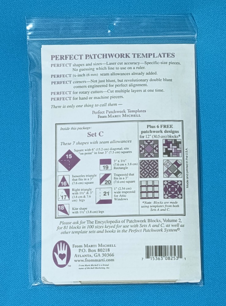 Marti Michell Perfect Patchwork Acrylic Templates Set C with 7 Templates