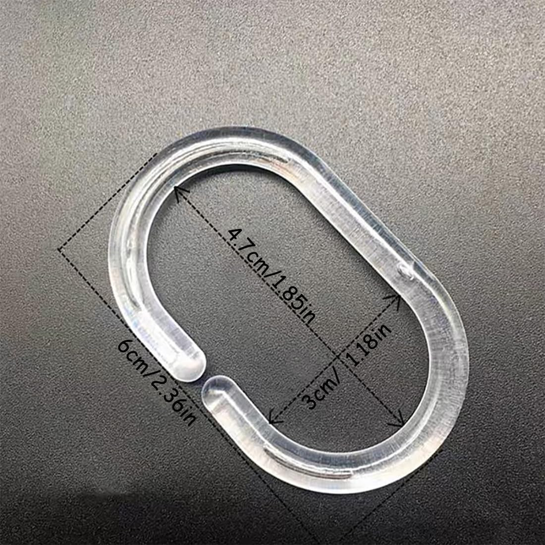 24 PCS Shower Curtain Rings, Plastic Clear Shower Curtain Hooks, C-Shaped Rings