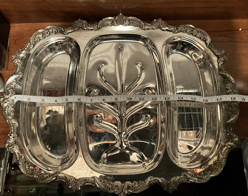 Well Tree Serving Tray Silver Plated