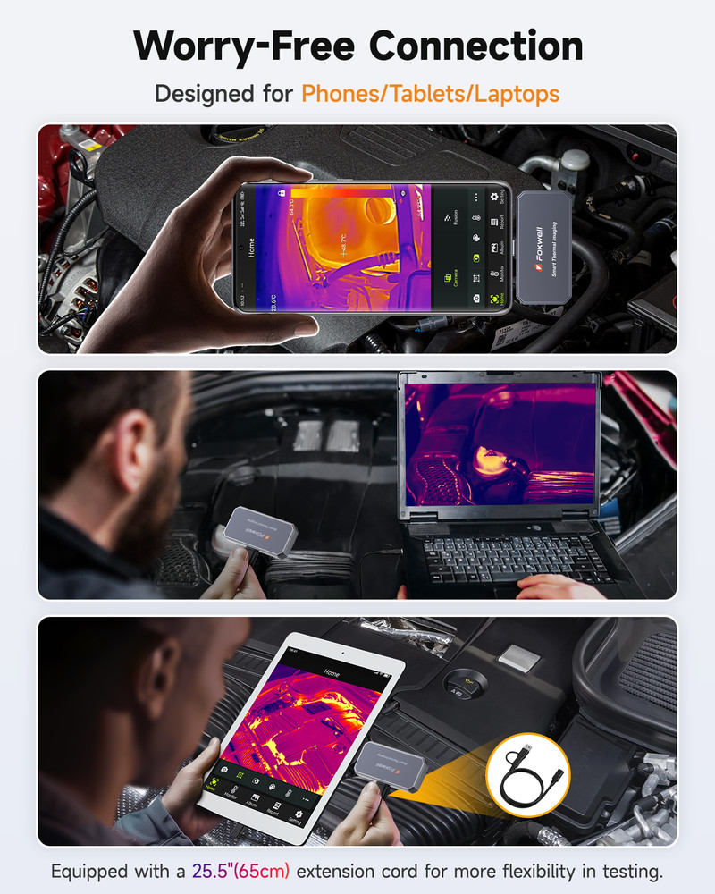 FOXWELL Mini Thermal Imaging Camera For Android/PC High Resolution 256x192 IR