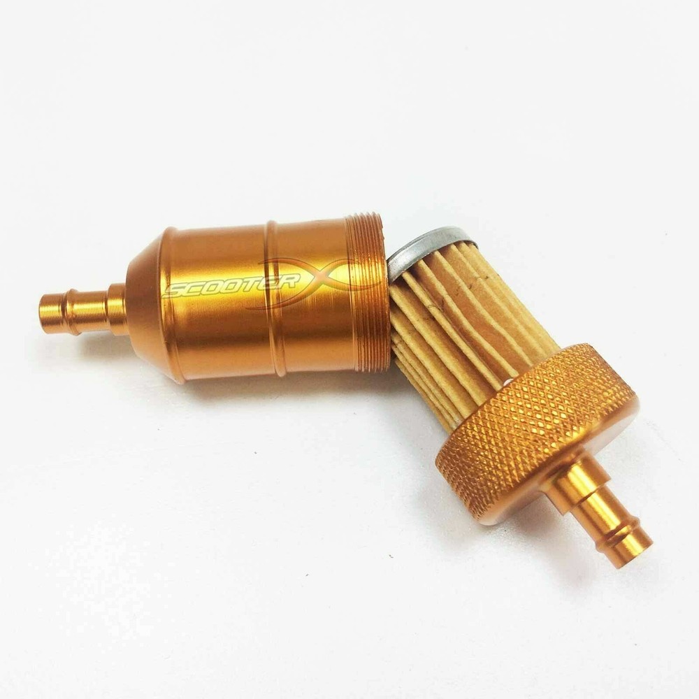High Flow Fuel Filter Paper Element 1/4" MX Pit Bike Small Engine Anodized Gold