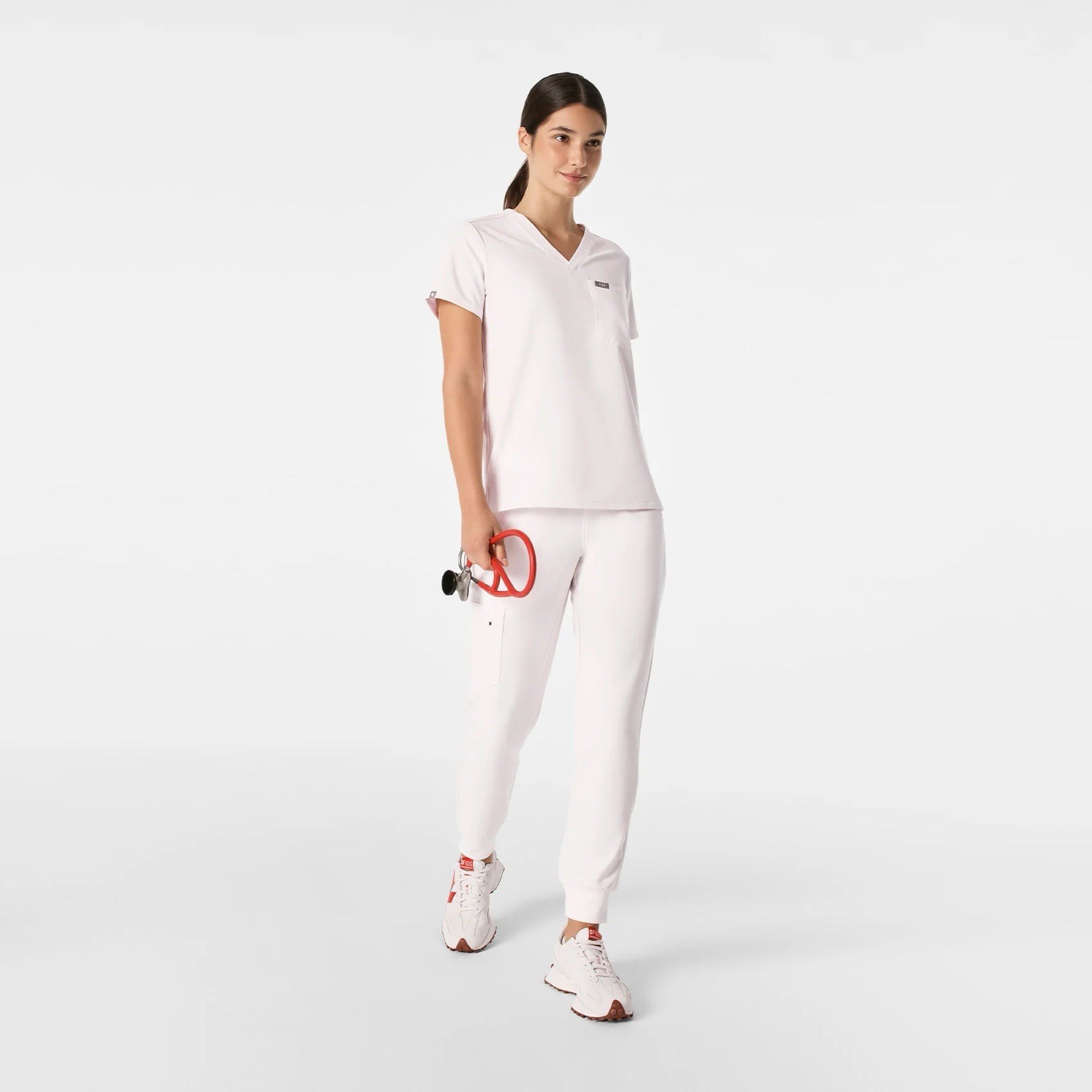 NEW FIGS Catarina Scrub Top Zamora Joggers Set Size Small Off White