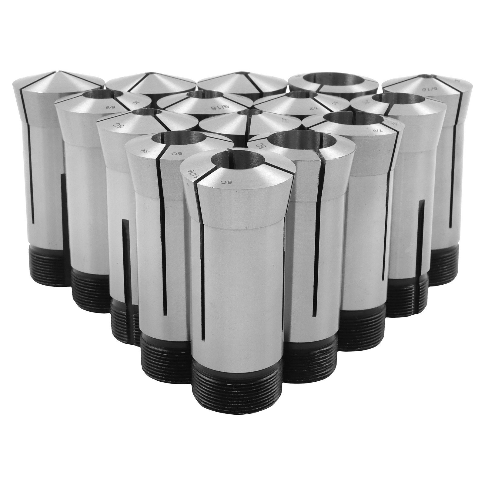 15 × 5C Fractional 1/8 - 1" Precision Collet Set & 5 Pcs Collet Block Set