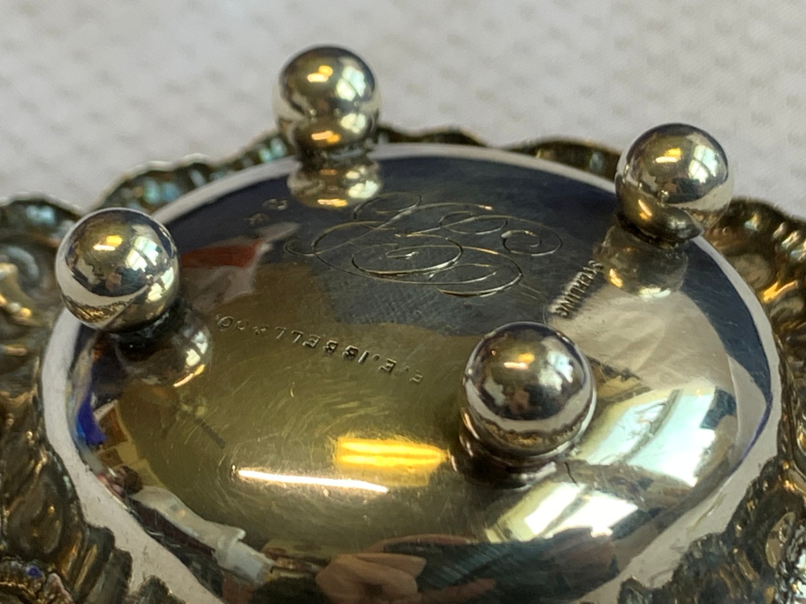 Antique Sterling Silver Condiment Dish Master Salt Cellar 37.84g Floral Repousse