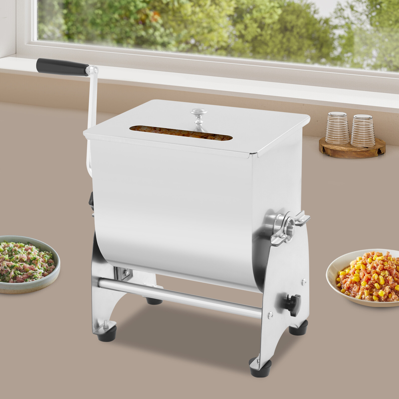 10kg/22lb Tilting Mixer Commercial Manual Sausage Meat Mixing Machine Free Stand