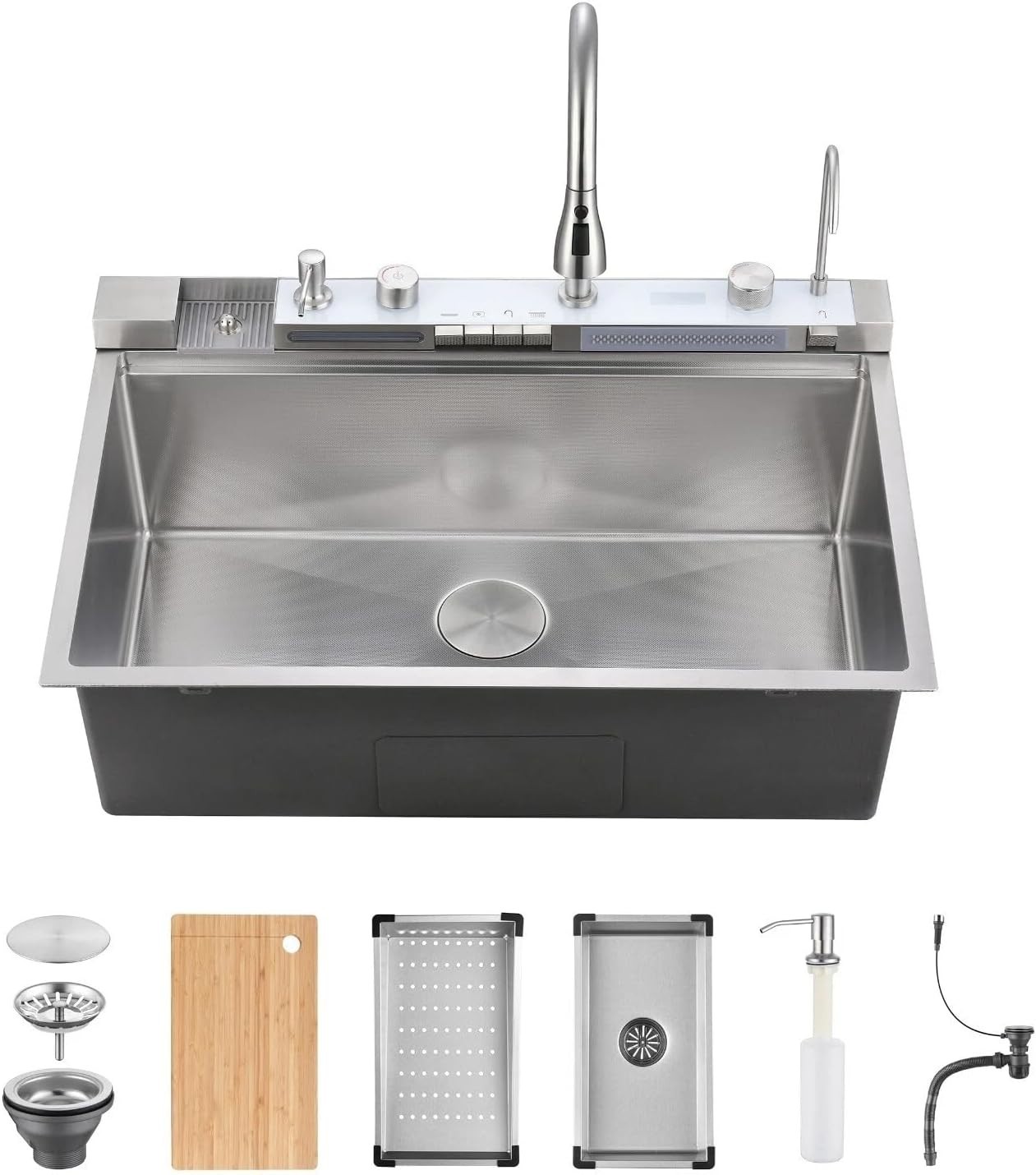 33x22 Inch Stainless Steel Undermount Kitchen Sink Single Bowl with Faucet Combo