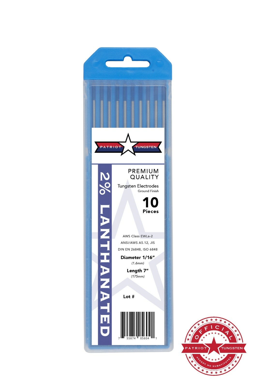 2% Lanthanated TIG Welding Tungsten Electrodes 1/16” Blue EWLa-2 Free Quick-Ship