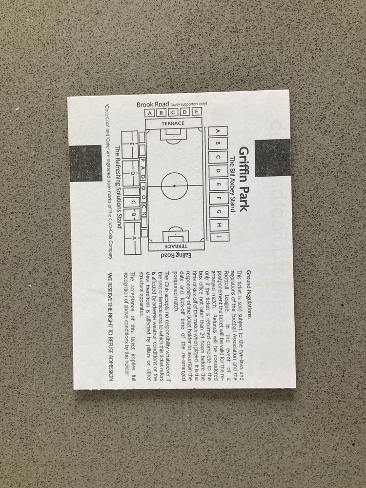Brentford v Barnet 2007-08 Match Ticket