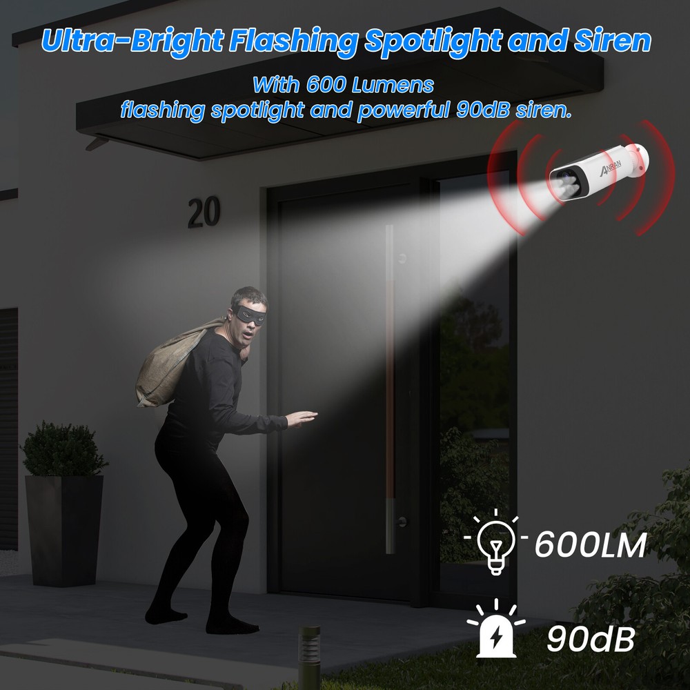 ANRAN Security Camera System Wireless Solar 4MP CCTV 2Way Audio+64GB SD Card