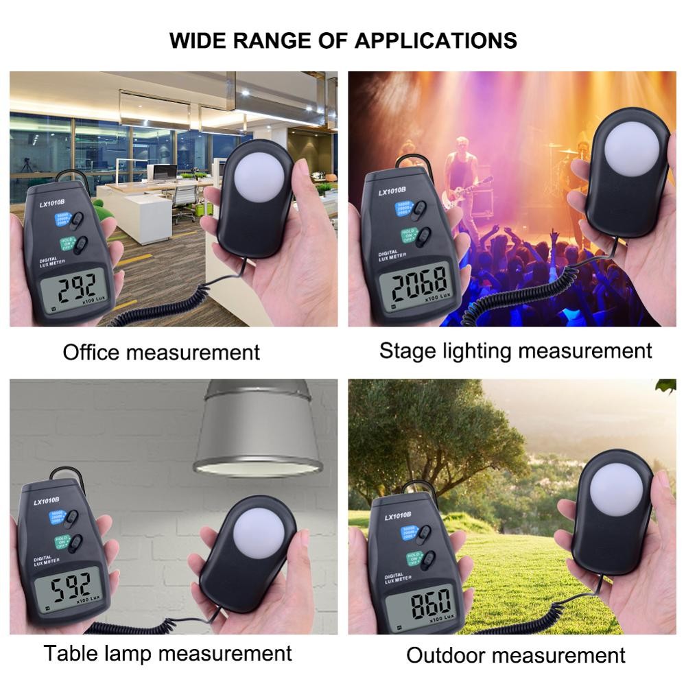 Digital Light Meter Luxmeter 3 Range LX-1010B illuminance Meter 0 - 50000 Lux