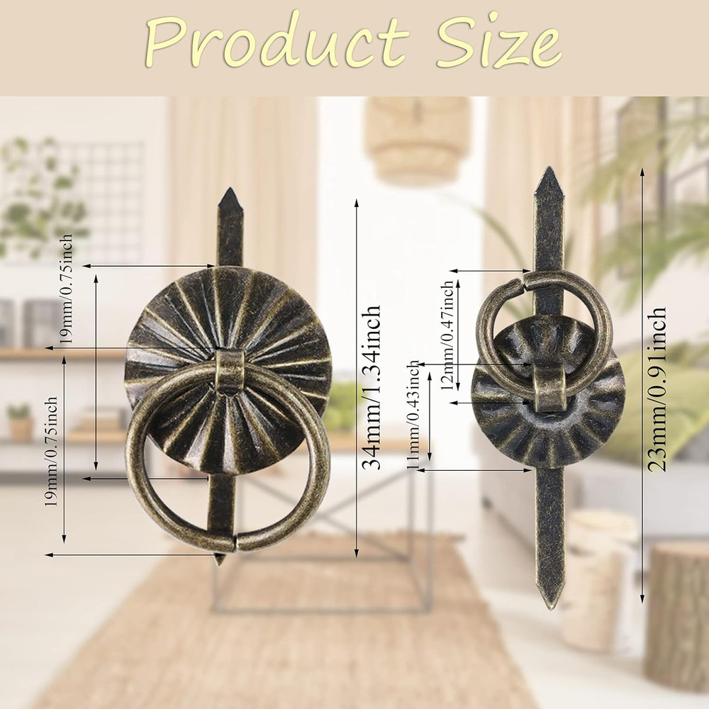 40Pcs Metal Brad Fasteners with Pull Rings Small Ring Fasteners Ring Pulls Handl