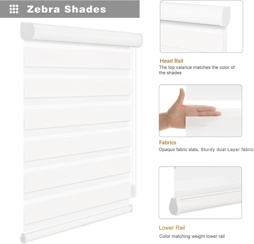Changshade Light Filtering Dual Zebra Roller Blind Window Shade Day and Night