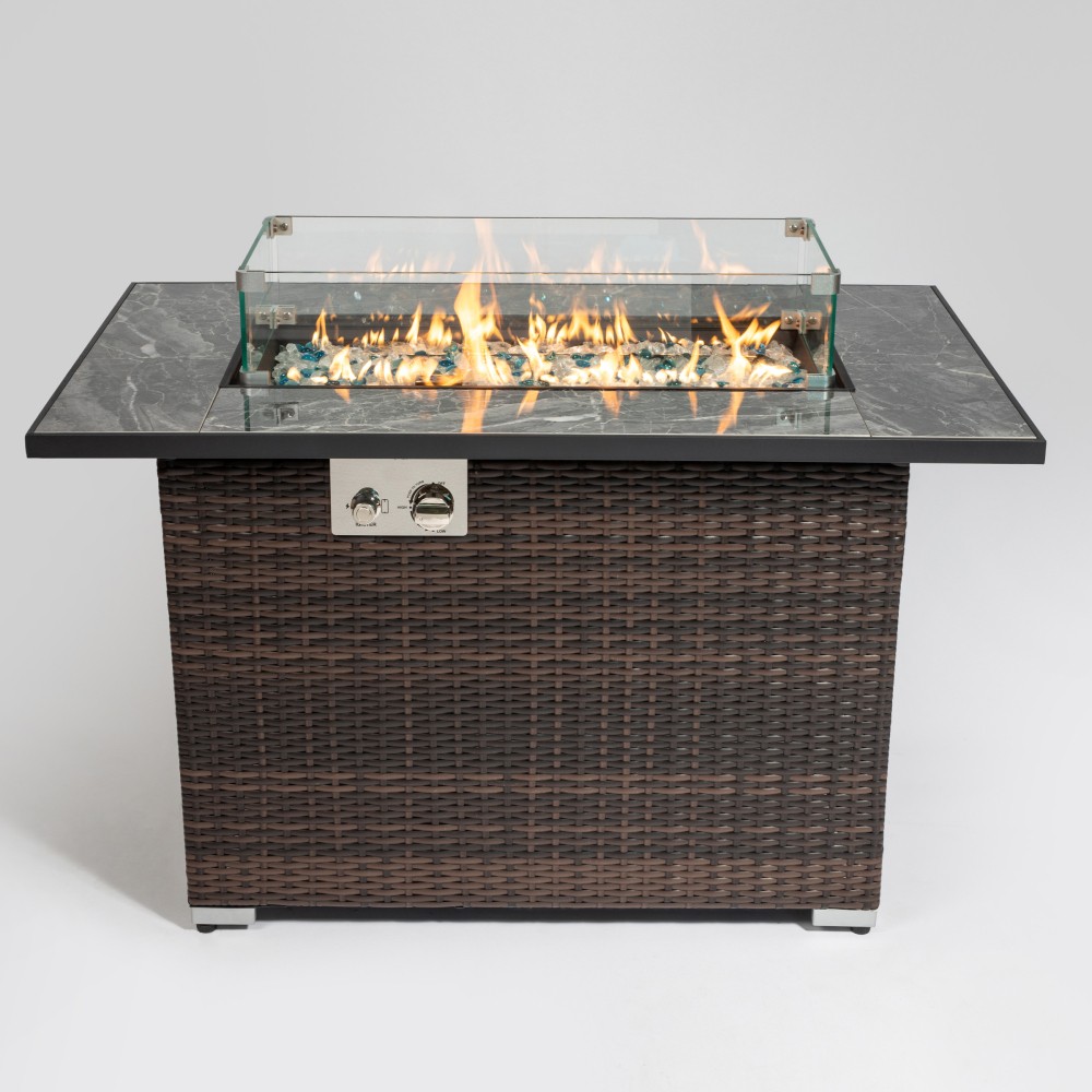 44" Gas Fire Pit Table 50000 BTU Rectangular Patio Outdoor Propane Firepits