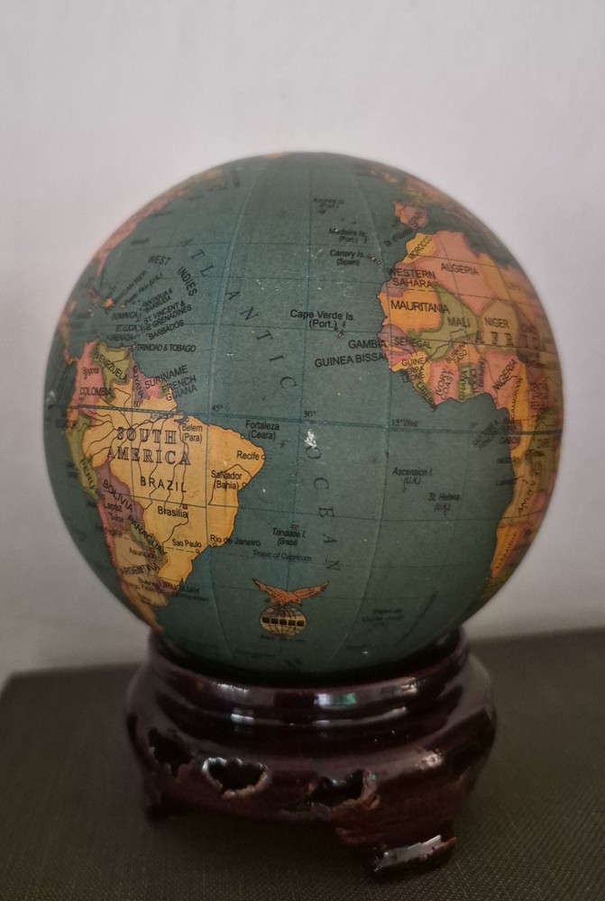 Vintage Miniature Globe Sphere 4” Lightweight World Map