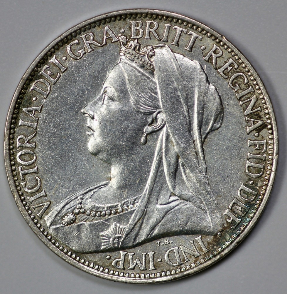 1896 Great Britain Veiled Head Silver Plated Farthing UNC