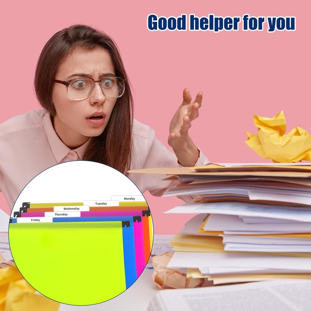 50 Pcs 3 1/2 Inch Hanging File Folder Tabs - Plastic Insertable Tabs for Fold...