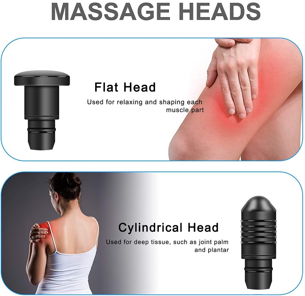 Massage Gun Heads for Hypervolt Go, Replaceable Massager Attachment Black