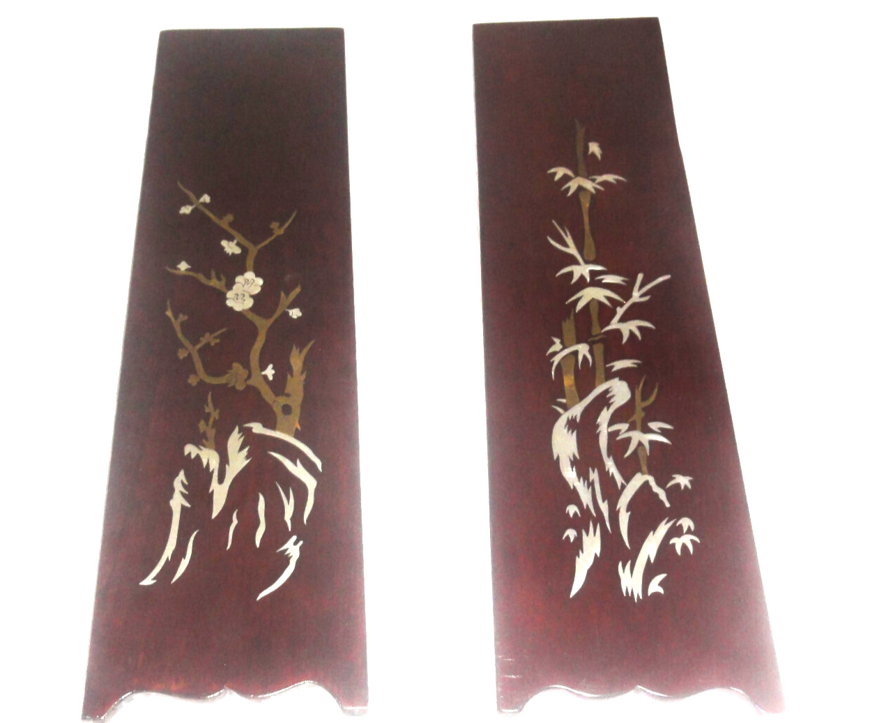 Mother of Pearl Inlay Decorative Wall Art Asian Japanese Lacquer Wood Panels