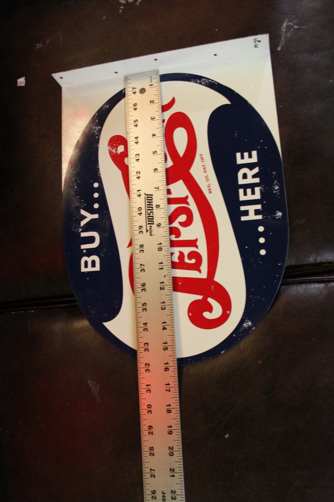 SCARCE 1944 PEPSI COLA SODA POP 2-SIDED PAINTED METAL FLANGE DEALER SIGN COKE