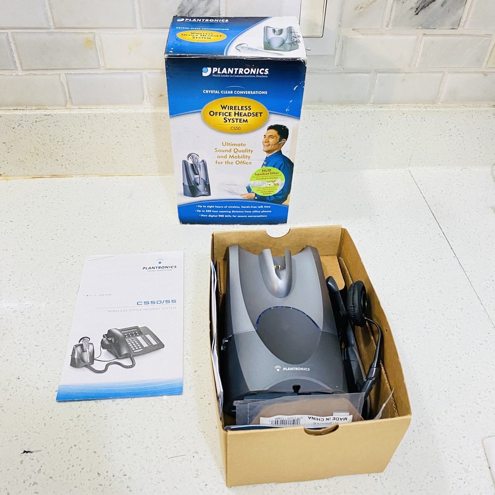 Plantronics CS50 Wireless Office Headset System Tested Works Nice Condition