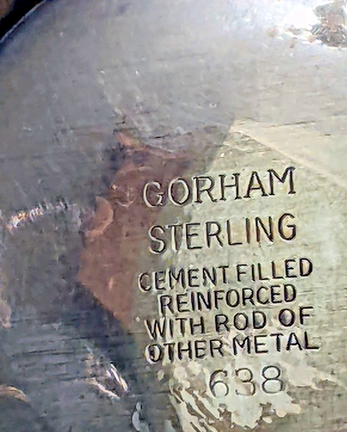 Pair Sterling Silver Weighted Candlesticks Gorham 3 arm 11 1/2"