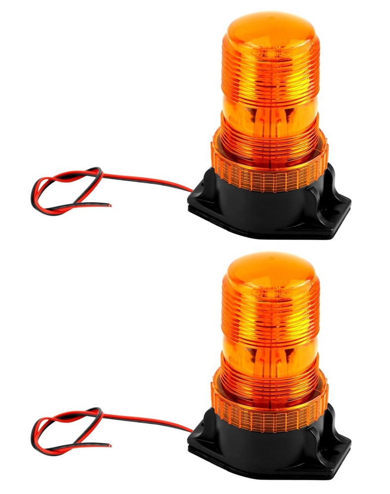 QWORK Amber Led Strobe Lights, Warning Emergency Flashing 2 Pack, Orange