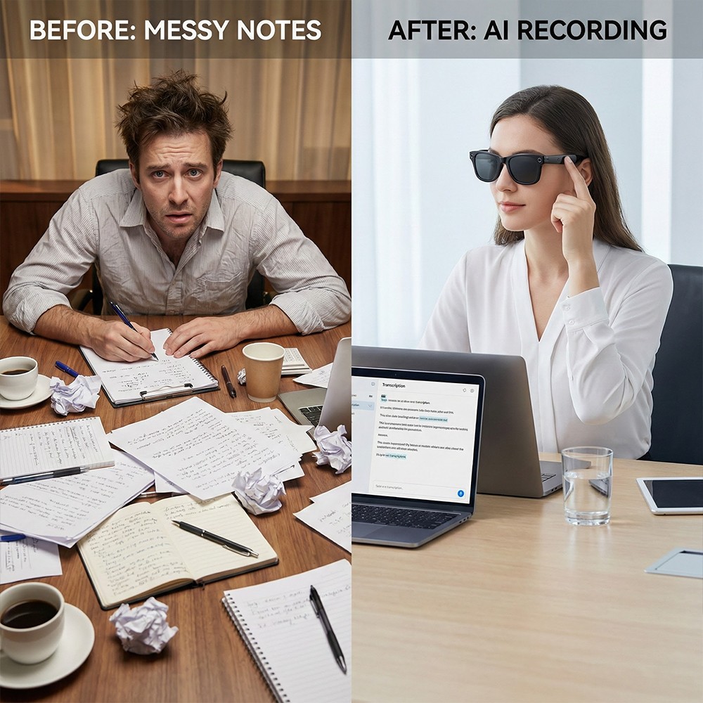 AI Smart Glasses with HD Camera Voice Translation BT Video Recording Sunglasses