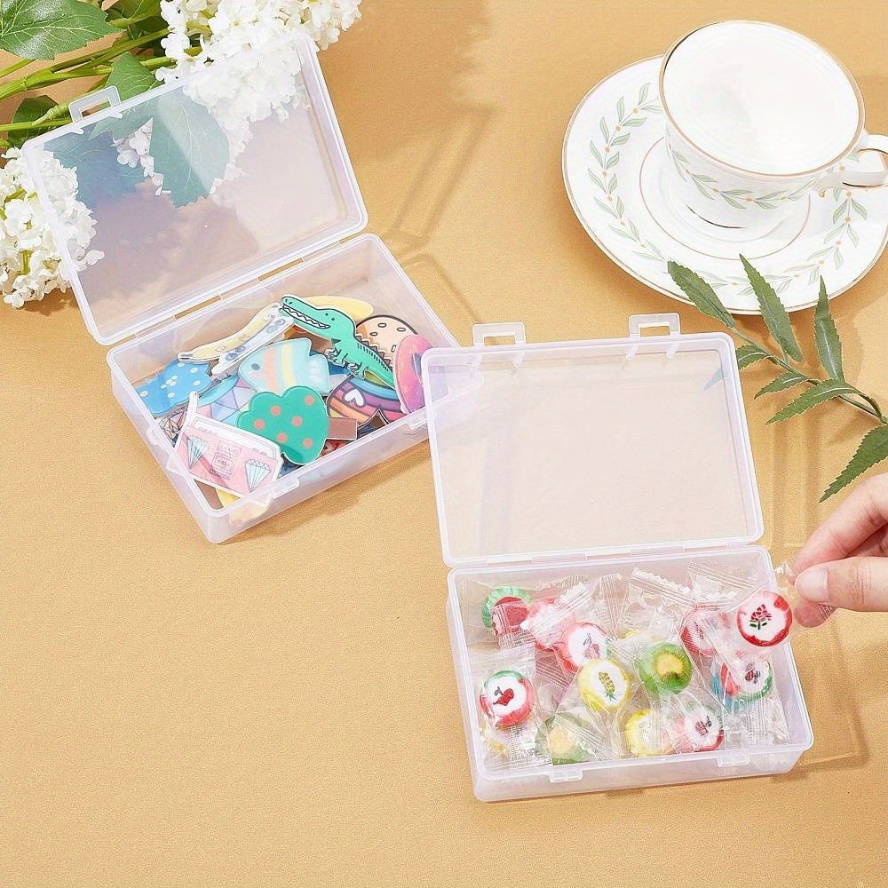 6pcs About 6pcs Clear Rectangle 4.96" Long Transparent Plastic Bead Containers