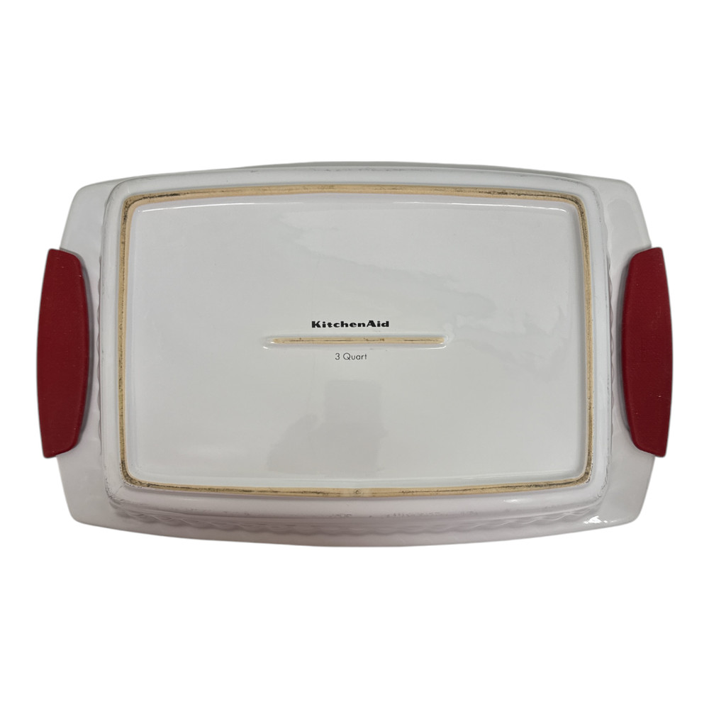 Kitchenaid Rectangle 3 Quart Stoneware Bakeware Casserole Dish with Grips EUC