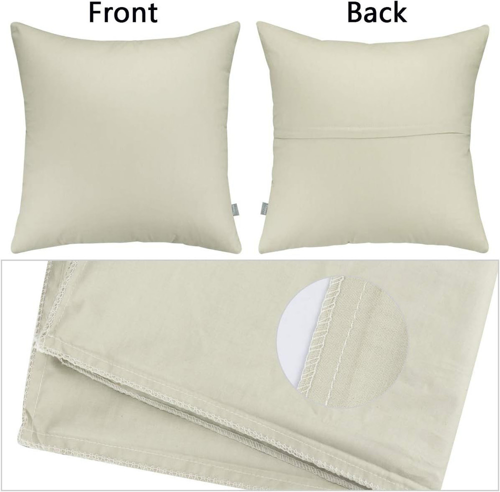 4-Pack 100% Cotton Comfortable Solid Decorative 24x24 inch/ 60x60cm, Beige