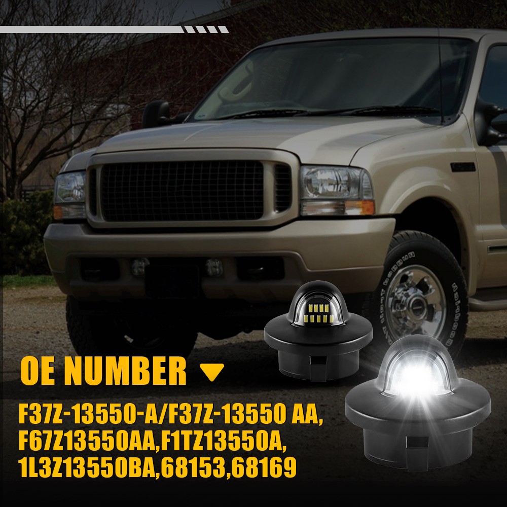 LED License Plate Light w/Wiring Harness Socket for 99-16 Ford F250 F350 F450 SD