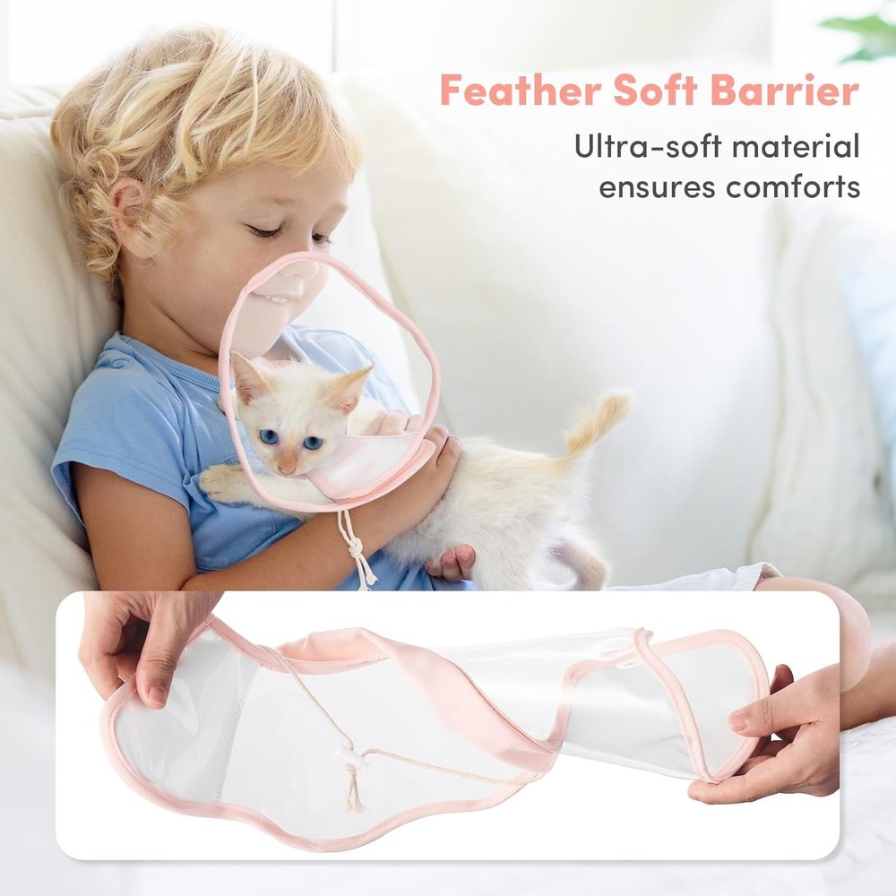 Cat Cone, Drawstrings Cat Cone Collar with Low Noise Fasteners, Transparent