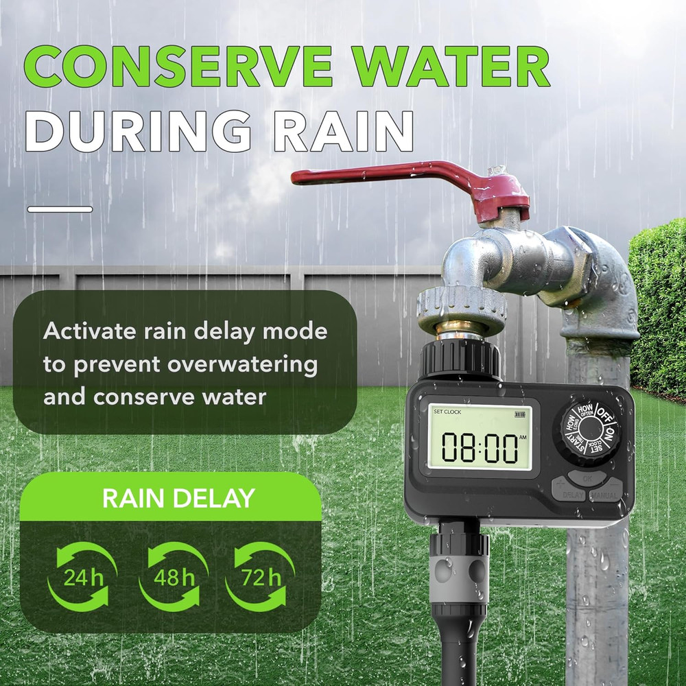 BN LINK Programmable Sprinkler Timer with Rain Delay – Waterproof Digital Water