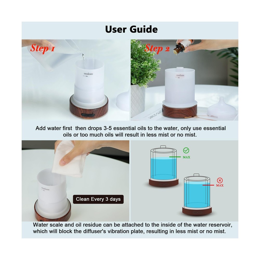 Aromatherapy Essential Oil Diffuser 150ml- Electric Cool Mist Aroma Diffuser ...