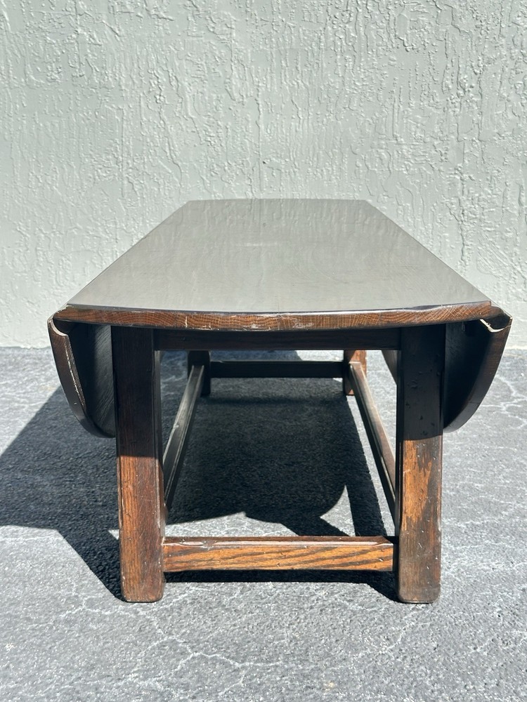 Vintage Cushman Classics Drop-Leaf Oval Coffee Table – Solid Oak