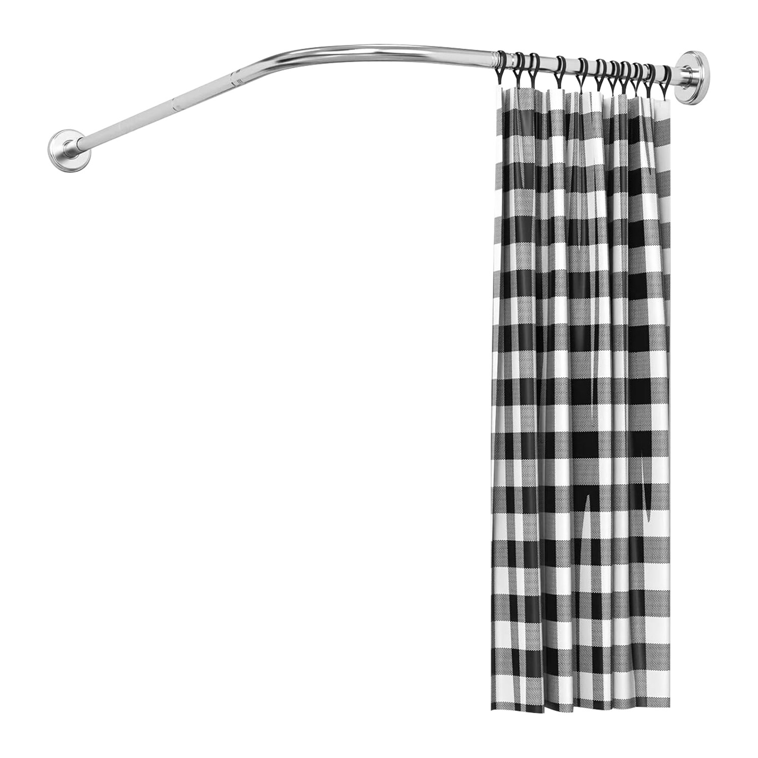 Adjustable Shower Curtain Rod Stainless Steel L Shaped for Bathroom Corner Rack