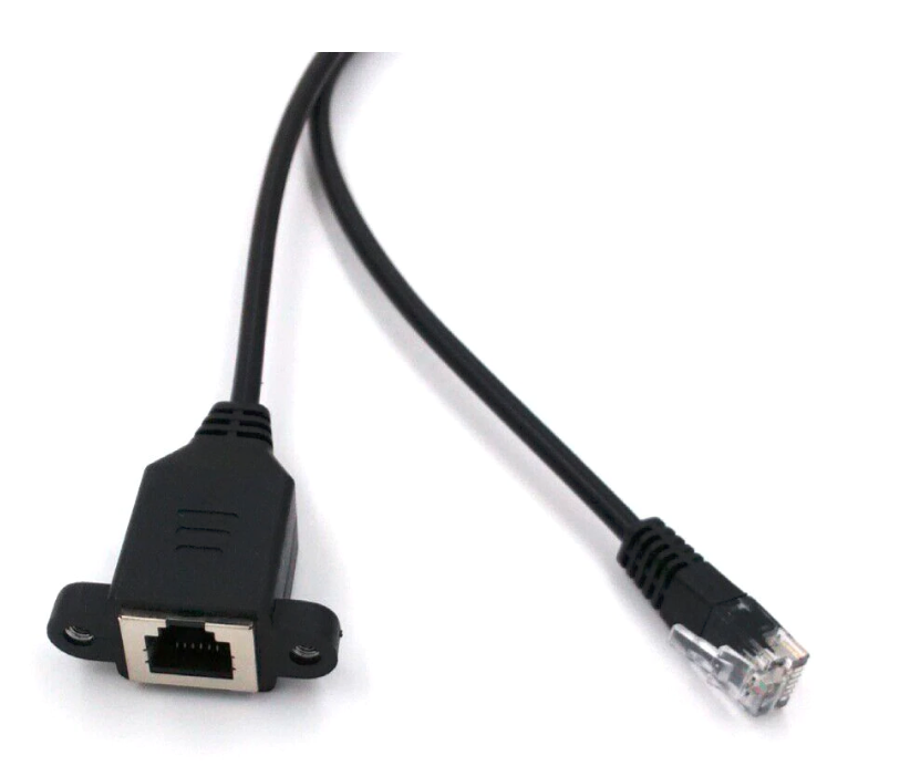 RJ12 Extension Cable 6 pin 6p6c RJ 25 1Ft Panel mount jak socket