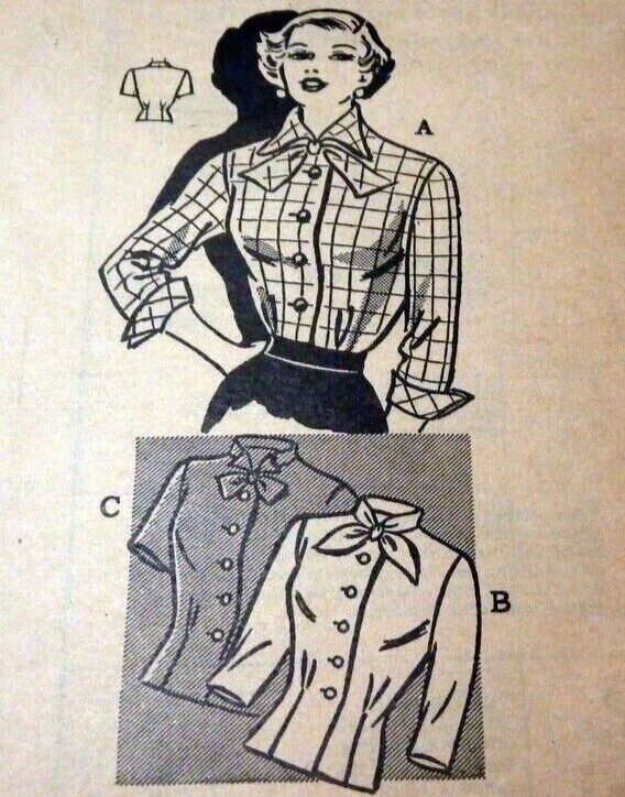 4693 Anne Adams Sewing Pattern 1950s Blouse Button Front NO INSTRUCTIONS