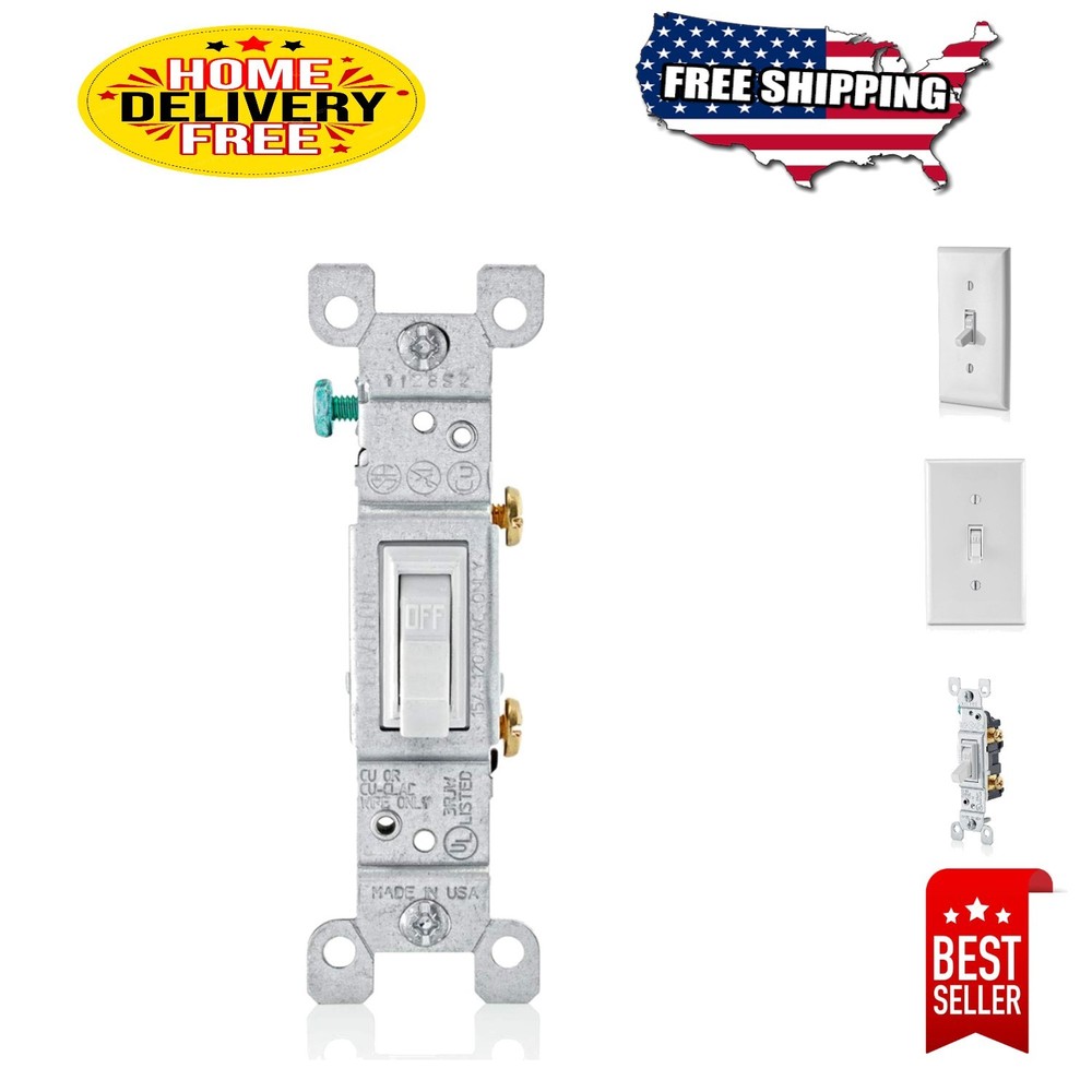 High-Performance 15 Amp Quiet Toggle Switches, 10-Pack - White Thermoplastic